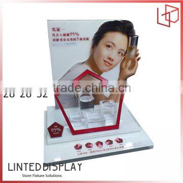 Nice shape design clear acrylic tabale top cosmetic display stand