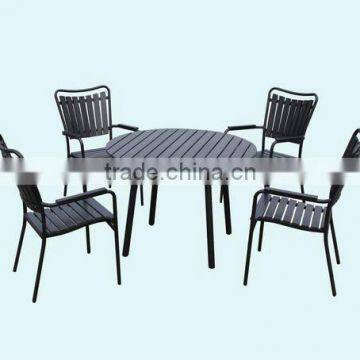 outdoor aluminum frame dining table and chair poly wood furniture