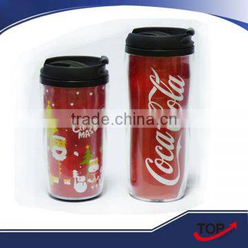 double-deck promotional plastic cup/christmas plastic cups