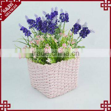 Sweety Pink Color Hand Woven Mini Hanging Baskets for Gifts photo-2