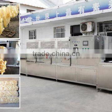 Industrial continuous type microwave pigskin puffing machine