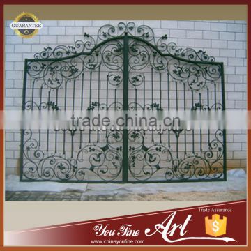 European Castle Green Iron Gate For Decor