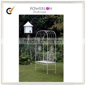 vintage white wrought iron garden arch