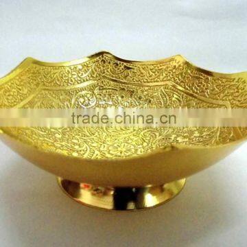 New Year gift handmade gold plated brass ornamental bowl