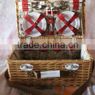 Cheap Wicker Pinic Basket Square Wicker Picnic Hamper for 6 People