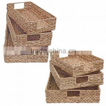 Shallow Basket Storage Tray Water Hyacinth - Bedroom, Kitchen, Office