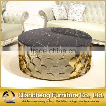 2017 New Design Black Marble Top Round Coffee Table photo-3