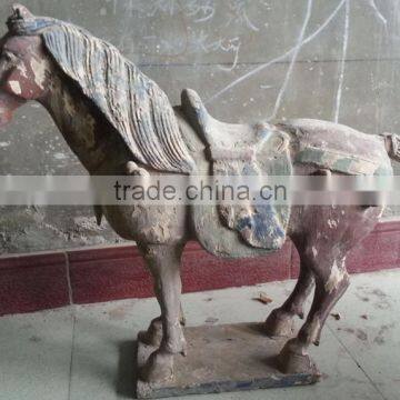 Carved Antique Imitation Wooden Horse Sculpture Home Hotel Decoration photo-3