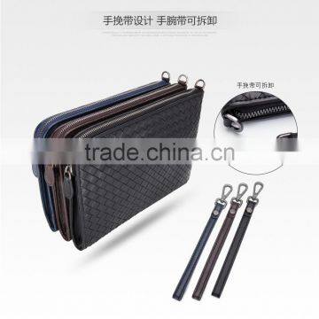 Wholesale High Quality Luxury Business Style Genuine Soft Shipskin Leather Woven Suede Wallet Envelope Bag Men Cltch Handbag photo-6