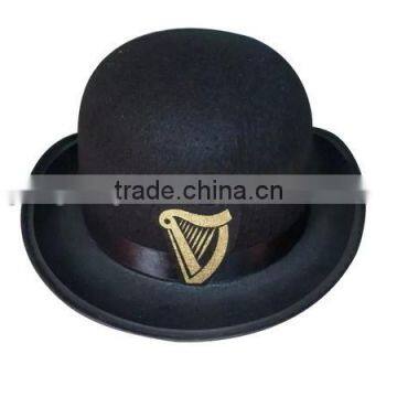 2017 new fashion products gentleman fitted wool felt bowler hat for sale with black ribbon private logo made in china