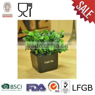 Square Plastic Flower Pot with Logo on outside