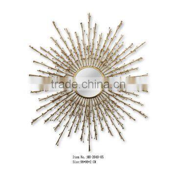 Gold Mirror Hammered Metal Frame Mirror photo-4