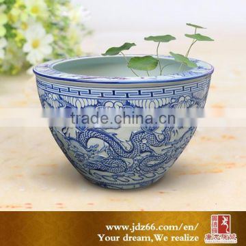 Blue and white porcelain chinese dragon large painted ceramic fish bowl for home decor