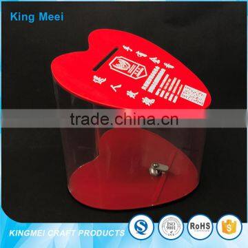 red color custom wholesale acrylic money donation box