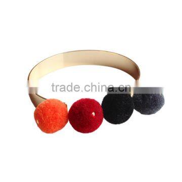 colorful pom pom gold cuff bangle Bohemian pompon cuff bangle