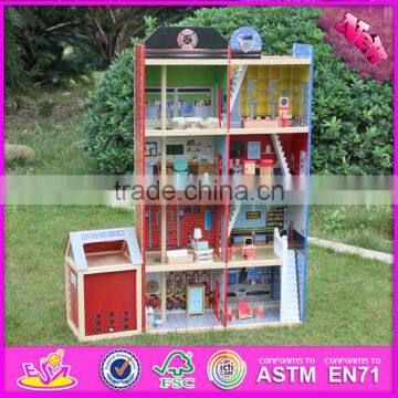 2016 New Design Children Big Wooden Toy Fire Station for Sale W06A138 photo-4