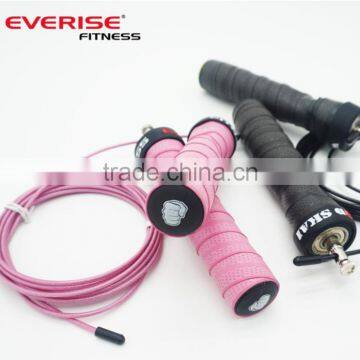 Anti slip hanldes adjustable steel cable jump rope -speed jump rope with metal ball bearing for crossfit