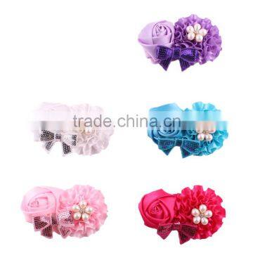 Baby Toddler Infant Flower Headband With Pearl Hair Bow Band Accessories photo-2