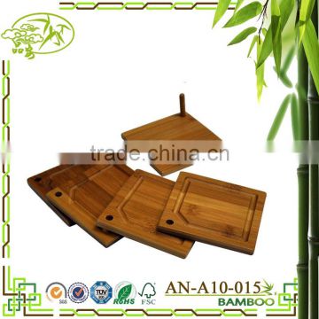 Aonong HealthPro Bar 5 Piece Organic Moso Bamboo Heavy Duty Round & Square Coaster Set