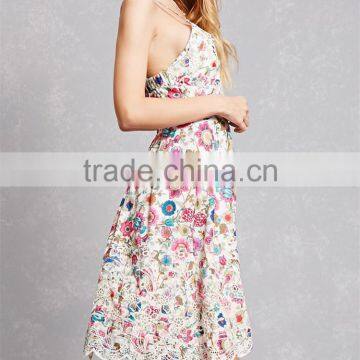 China Guangzhou Clothing OEM V-neck Sleeveless On-seam Pockets Scalloped Pocket Women Dress photo-2