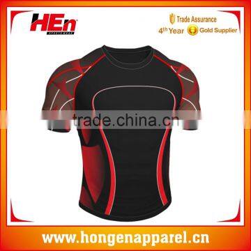 Hongen apparel Practice wear 2016 hot sale breathable all printing black color sublimation men rugby jersey