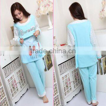 blue Cool Color Maternity Breastfeeding Pajamas