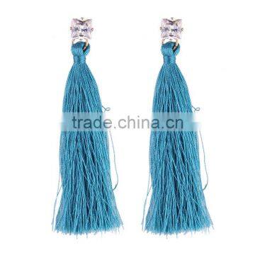 Bohemian Jewelry Zircon Gems With Long Colorful Tassel Charms Earrings for Women photo-2