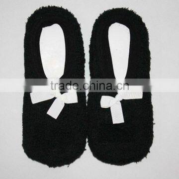 Custome coral velvet shoe socks anti slip socks bowknot design socks