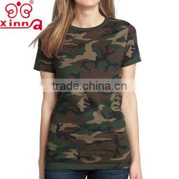 Summer woman new fashion 100%cotton cheap custom wholesale camo t shirts