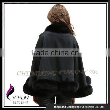 CX-B-P-54A Women Fashion Newest Fox Fur Trim Pashmina Shaw photo-6
