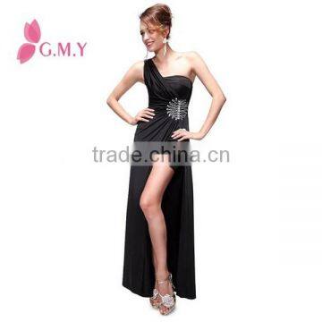Split Rhinestones One Shoulder Long Prom Gown Sexy Arab Design Mermaid Evening Cocktail Dresse photo-2