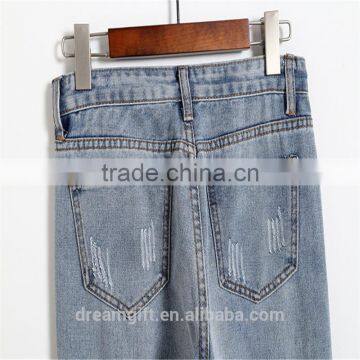Simple Clothing Hole Torn Female Jeans Women's Cool Denim Pants Straight Jeans for Girl Destroyed Casual Pants photo-5