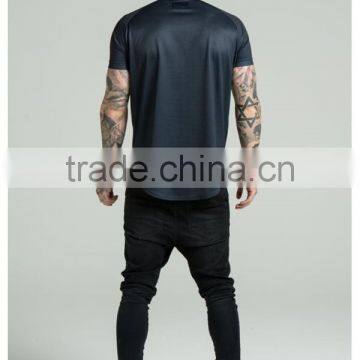 2016 New Arrival Stylish 1/4 Zipper Baseball Jersey Raglan Short Sleeve Curved Hem Baseball T Shirt Black Embroidered Jersey Top photo-3