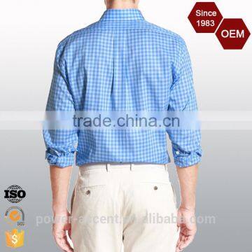 OEM Brand Logo Casual Design Blue Formal Mens Plaid Shirt photo-4