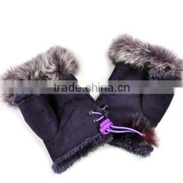 2015 New Women's Rabbit Fur Hand Wrist Fingerless Warm Winter Gloves 3379 photo-5