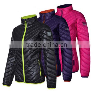 Hot customize winter duck woman down clothing fashion thick ladies shiny lightweight quilted down coat