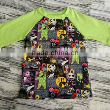 Custom Halloween baby clothes Pumpkin lantern Printed boys raglan Shirts