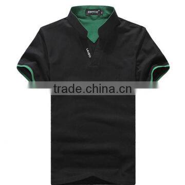 Custom Latest and New Summer Style Solid Colour v Collar Polo Men Shirt Wholesale for Sale photo-3