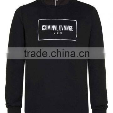 100% Cotton long sleeve high neck sweatshirt custom print fashion sweatshirt men 2016