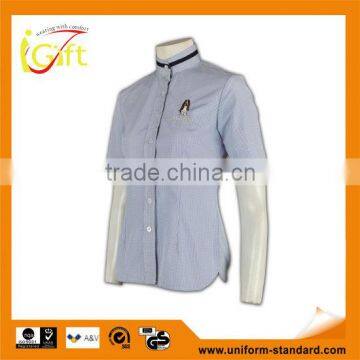 100% Cotton Design China Made Short Sleeve Ladies Formal Checks Shirts Designs