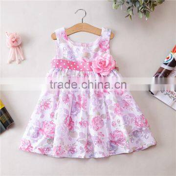 Wholesale sleeveless flower baby clothing girls dresses one piece