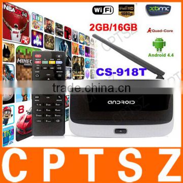 WiFi TV Set Top Box XBMC DLNA OTG 1080P WiFi TV S 4.0 Quad Core ARM Cortex A7 Rockchip RK3128t CS-918T 2G/16G Android 4.4 TV Box