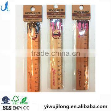 Novel promotional cute creative customs monster shape wooden ruler