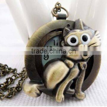 free shipping!!!cartoon Garfield pendant pocket watch @ mixed Antique Bronze Mechanical Locket Watch pocket