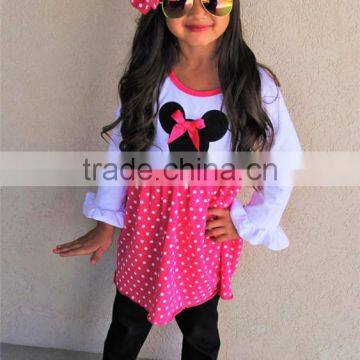 trendy girls embroidery polka dots boutique kids wholesale clothes