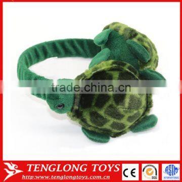 Cheap and fashionable warm winter plush tortoise animal earmuff kids