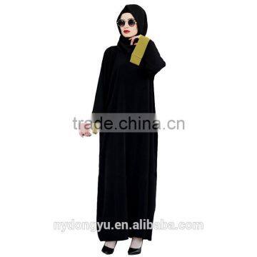 chiffon contrast muslim dress/ juja muslim islamic fashionable abaya kaftan dresses/fancy dl islamic muslim dress