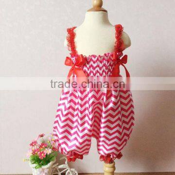 Newborn Girls Sleeveless Sling Stripe Romper Clothes (Size:24M, Red)