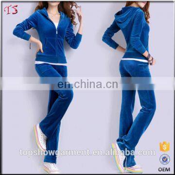 OEM supplier slim fit sport wear plain velvet suits designs for women