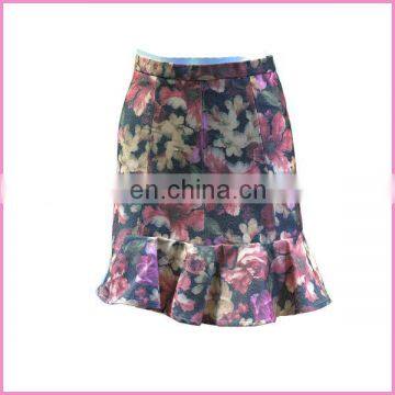 sweet floral printed elastic fabric flounce skirt